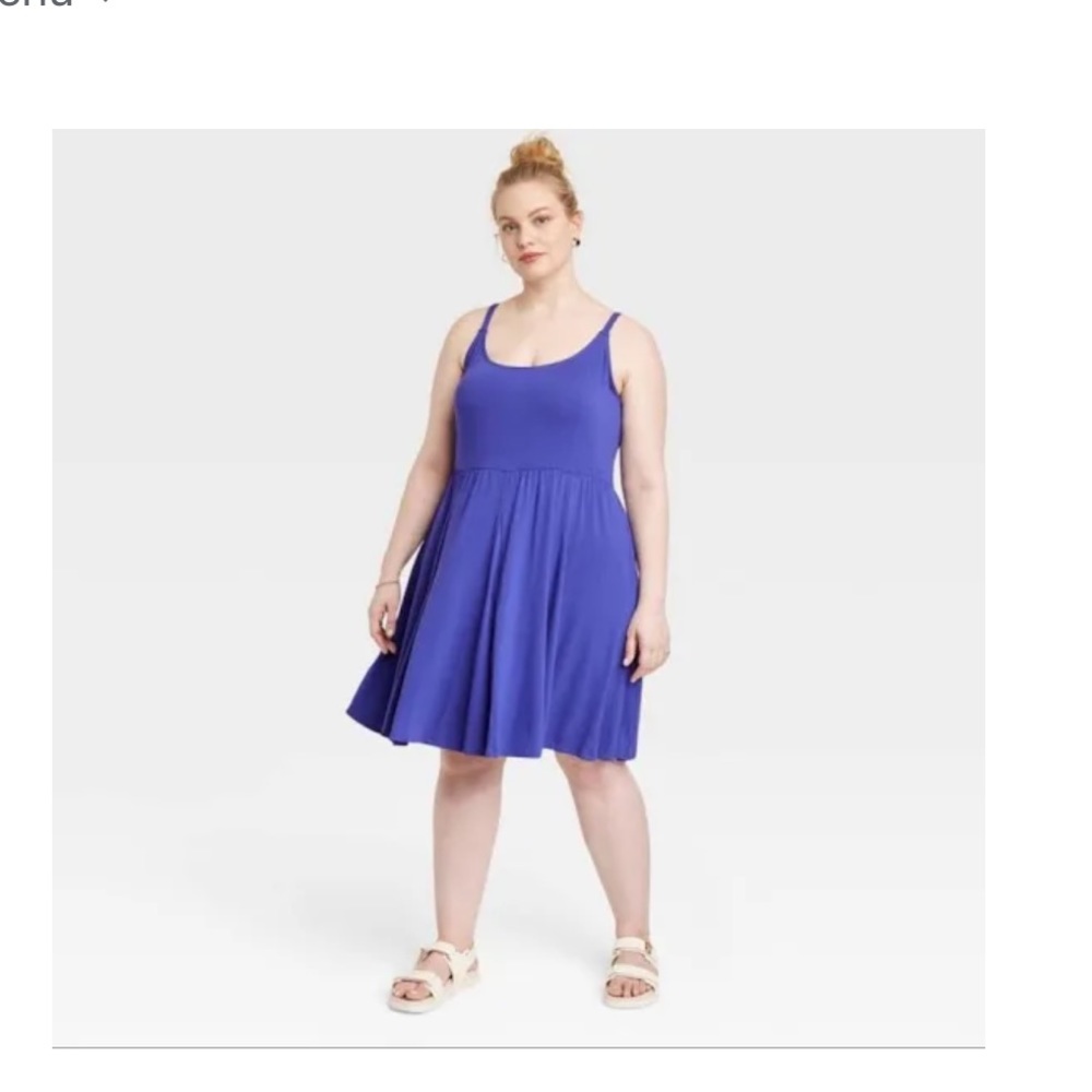 Ava and Viv midi flared skater dress in Blue 3x new